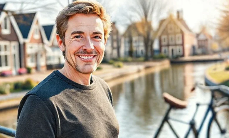 Denklik işlemleri sonrası Hollanda'da ikamet eden kişi, elinde belge, şehir manzarası.