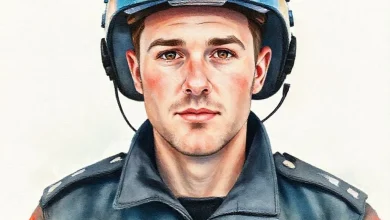 Hollanda'da acil tıp teknisyeni üniformasıyla çalışan bir sağlık görevlisi.