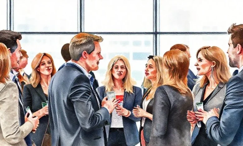 Hollanda'daki sektör etkinliğinde ağ oluşturan profesyoneller. Etkili iş bağlantısı stratejileri.